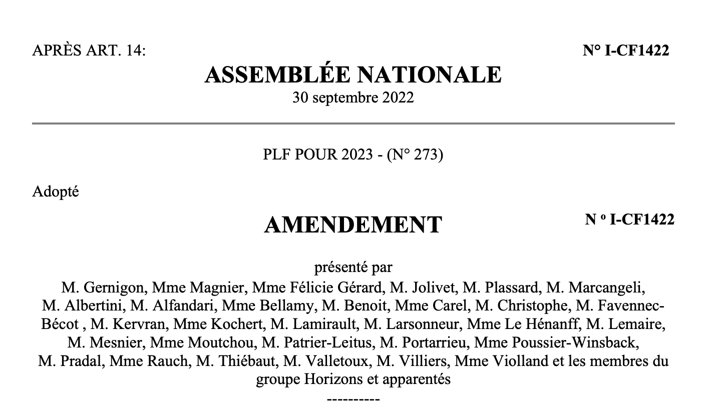 Adoption de la mesure “filet de sécurité”